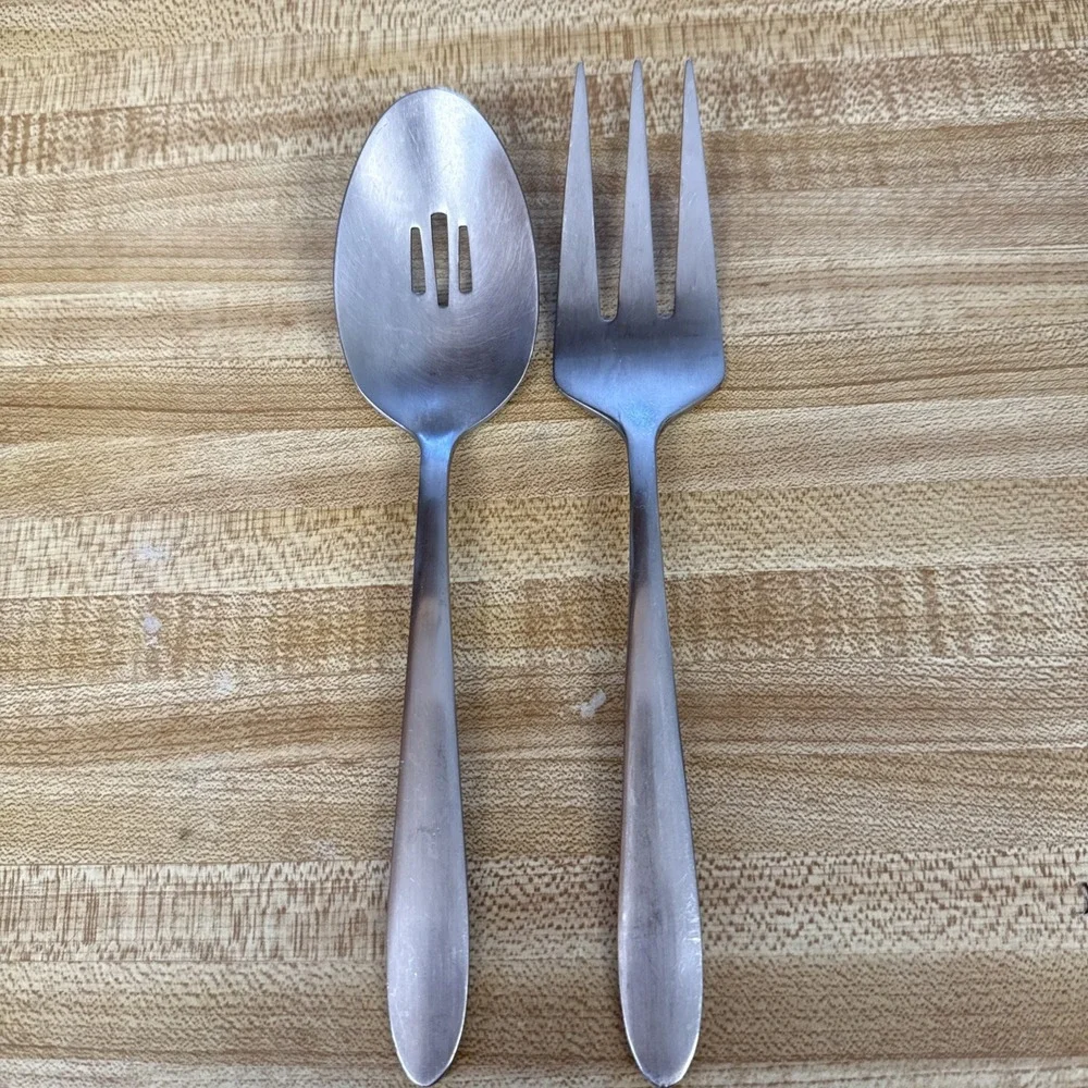 Oneida Stainless Steel Serving Set-Slotted Spoon & Meat Fork-Set.